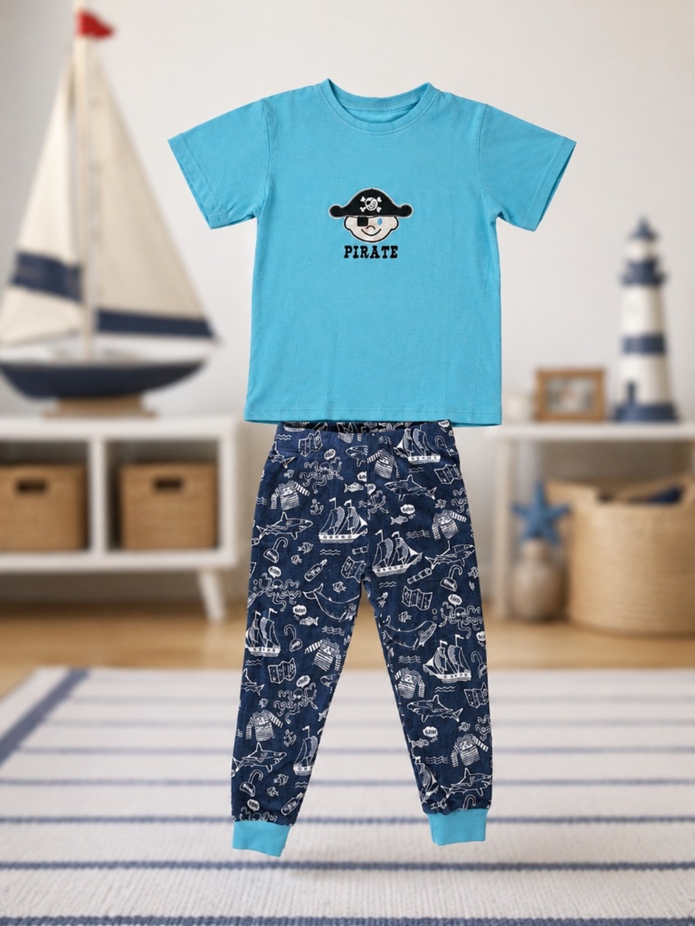 Boys Pirate Pajama Set – Approx. Size 2T–3T
